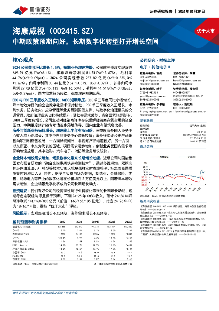 国信证券：海康威视（002415）-中期政策预期向好，长期<em>数字化转型</em>打开增长空间 海报