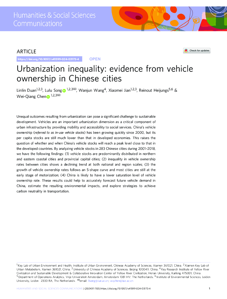 IVM：城市化不平等：来自中国城市汽车保有量的证据（英文版）