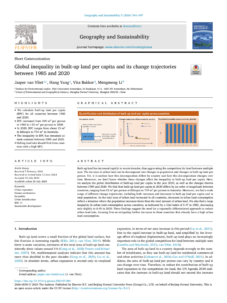 IVM：1985年至2020年全球人均建设用地不平等及其变化轨迹（英文版）