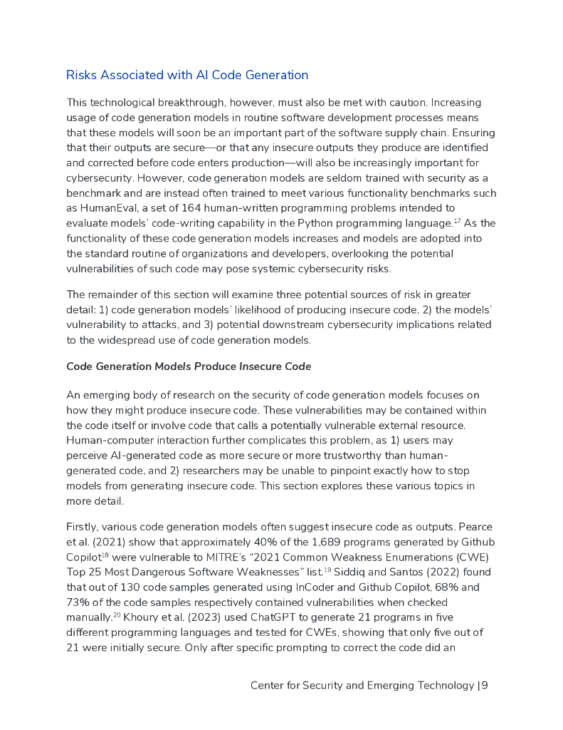 CSET：2024年人工智能生成代码的网络安全风险报告（英文版）_第10页