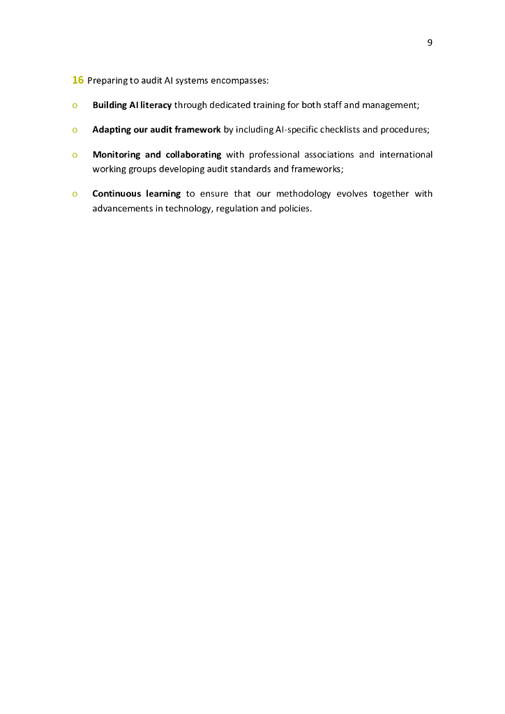 欧洲审计院：2024-2025年人工智能初步战略与部署路线图（英文版）_第9页