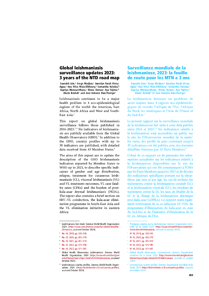 WHO世界卫生组织：2023年全球利什曼病监测更新：NTD路线图的3年（英文版）