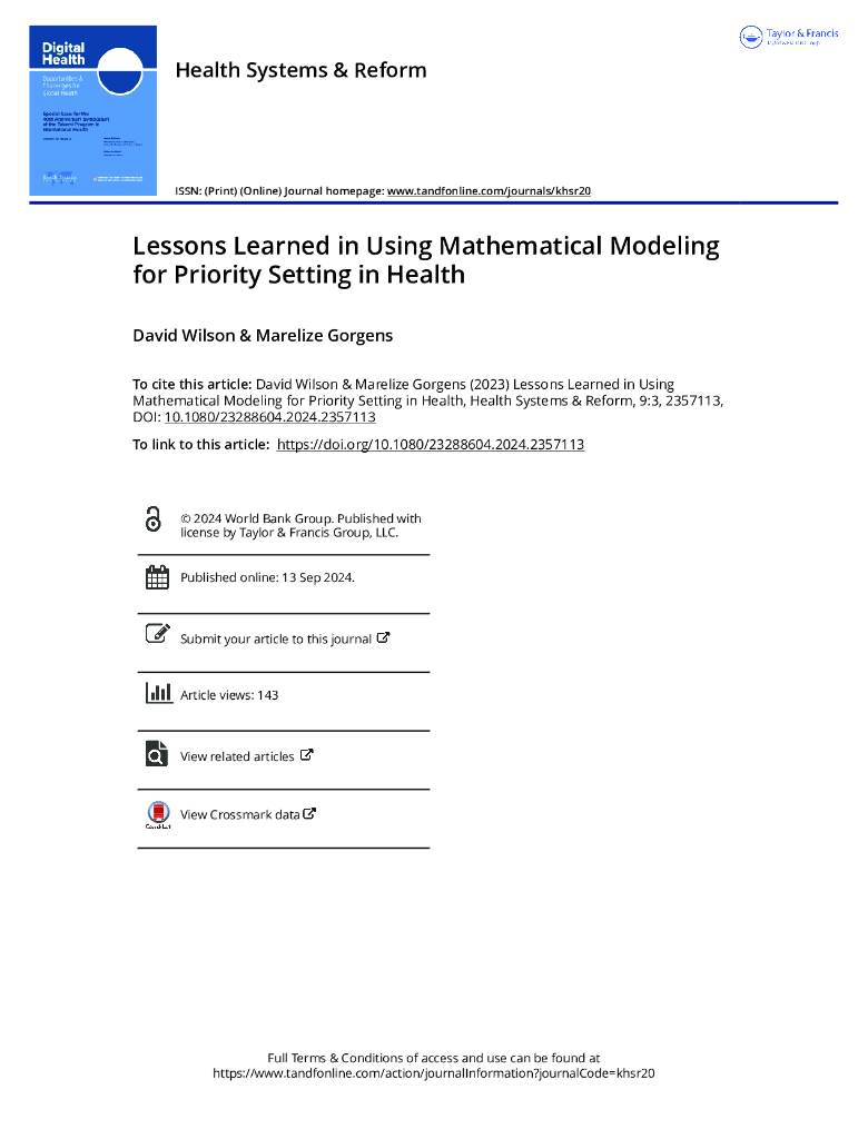 使用数学建模确定健康优先级的经验教训（英文版）