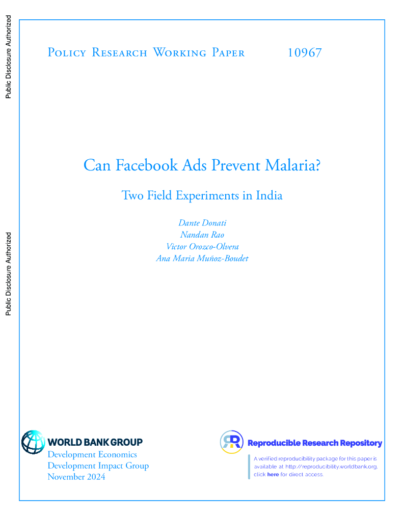 世界银行：脸书广告能预防疟疾吗？印度的两次实地实验（英文版）
