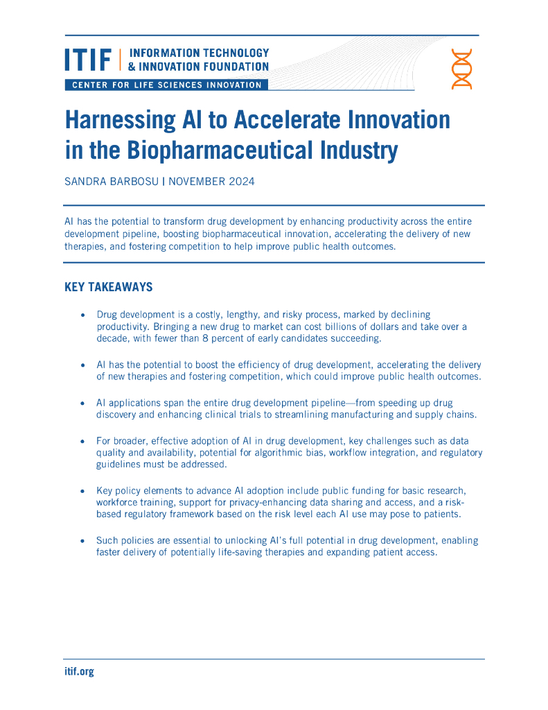 ITIF：2024年利用<em>人工智能</em>加速生物制药行业创新报告（英文版） 海报
