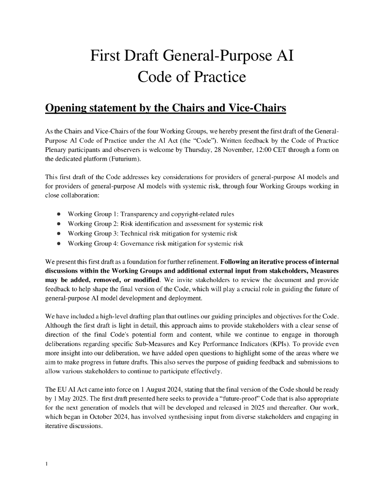 欧盟：通用<em>人工智能</em>业务守则（初稿）（2024）（英文版） 海报