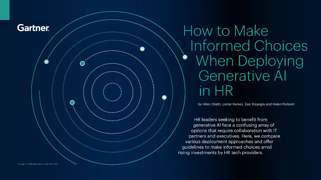 Gartner：2024年人力资源领域部署生成式AI时如何做出明智选择报告（英文版）_第1页