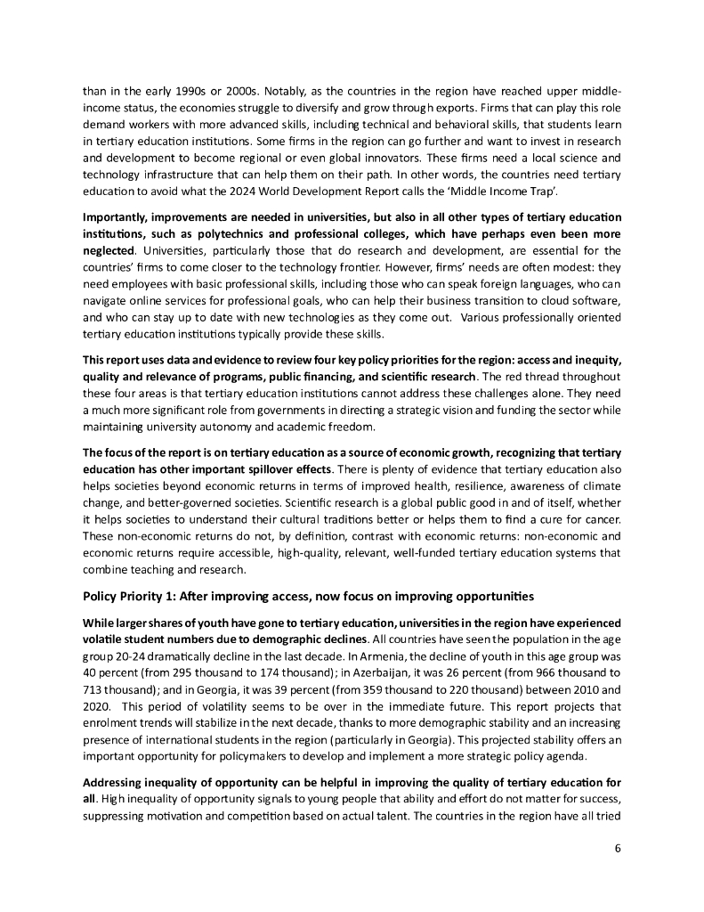 世界银行：2024年南高加索经济增长的高等教育：挑战与机遇报告（英文版）_第6页