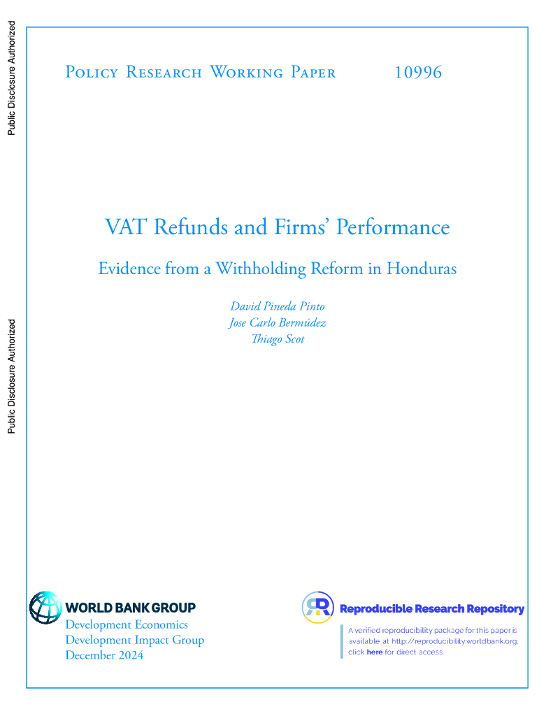 世界银行：增值税退税与企业绩效：来自洪都拉斯预扣税改革的证据（英文版）