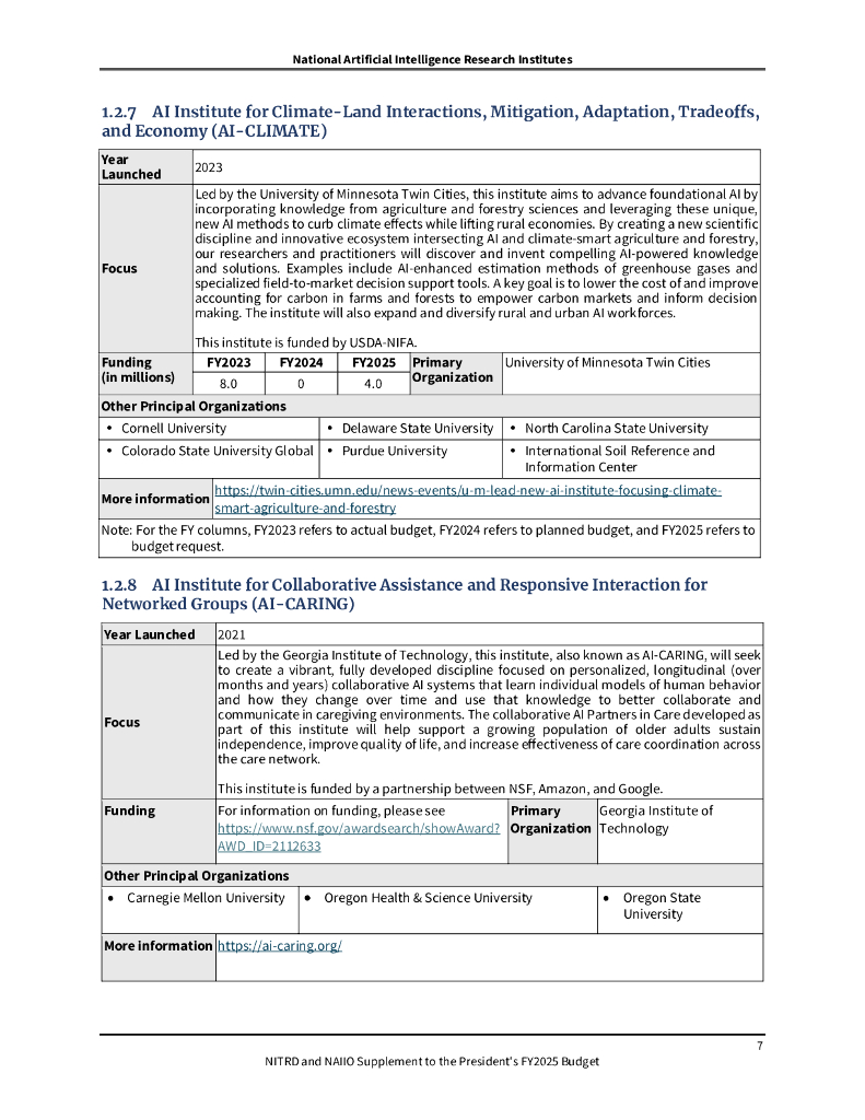 美国国家科学技术委员会：2025财年国家人工智能研究机构报告（英文版）_第7页
