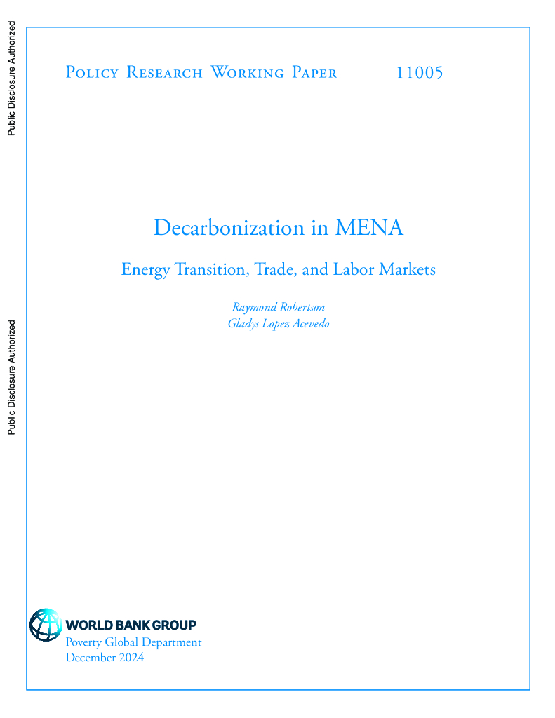 世界银行：中东和北非地区的脱碳：能源转型、贸易和劳动力市场（英文版）