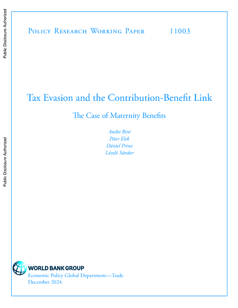 世界银行：偷税漏税与缴费福利环节-以生育福利为例（英文版）