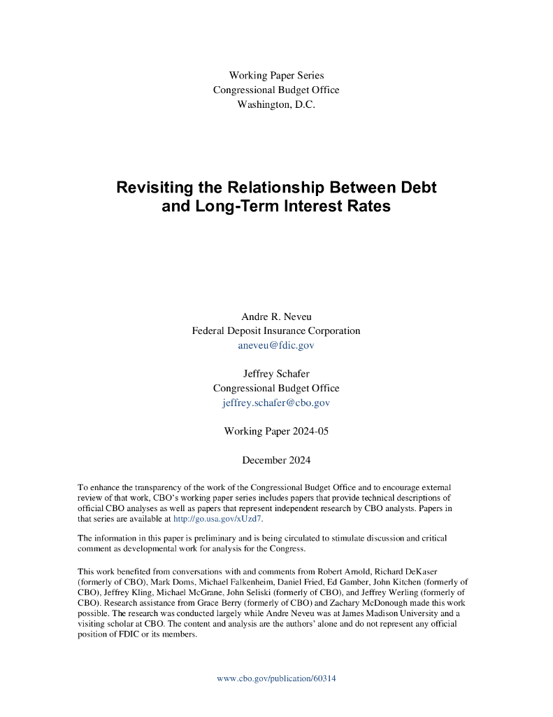 国会预算办公室：重新审视债务与长期利率之间的关系（英文版）