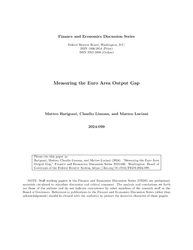 美联储：衡量欧元区产出缺口（英文版）