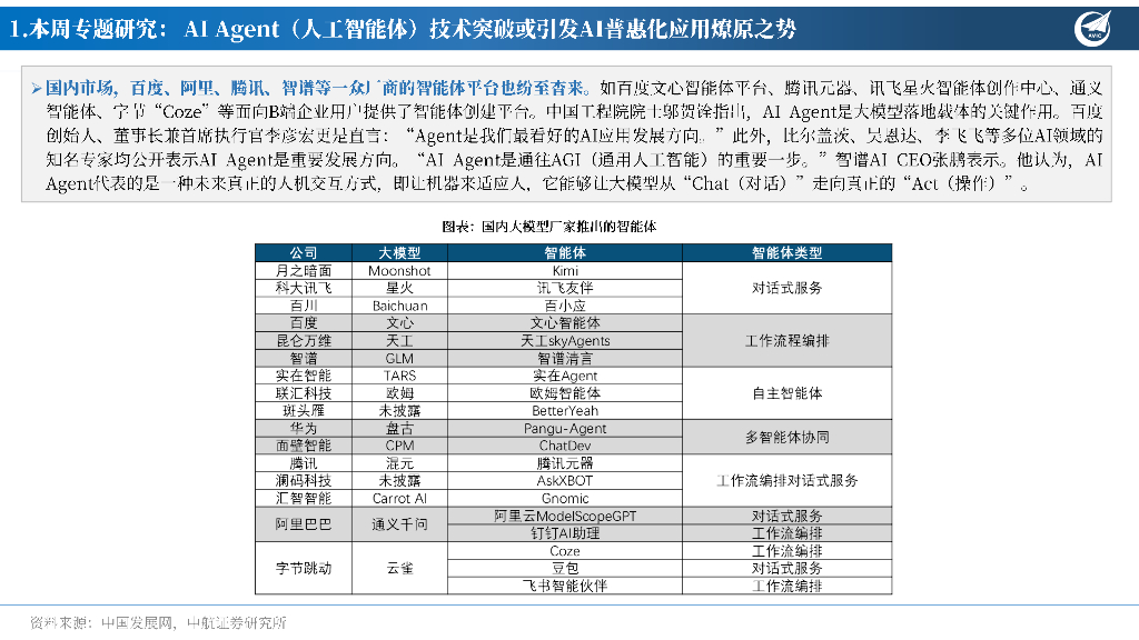 中航证券：先进制造行业周报：AIAgent（人工智能体）技术突破或引发AI普惠化应用燎原之势_第8页