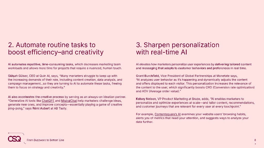 Contentsquare：2024年如何确保您的营销策略面向未来：来自8位MarTech专家的实用人工智能用例报告（英文版）_第8页