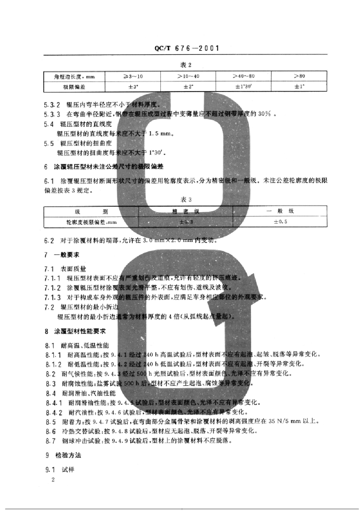 QC/T 676-2001 标准预览