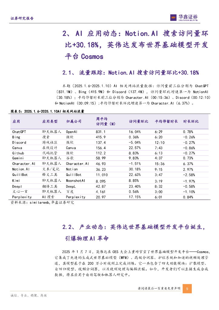 华鑫证券：计算机行业周报：CES2025英伟达发布RTX5090，Cosmos推动AI进入“物理人工智能”时代_第9页