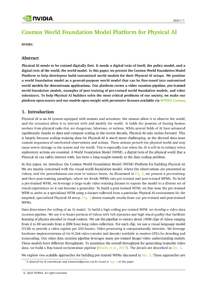 英伟达：物理AI模型平台（英文版）