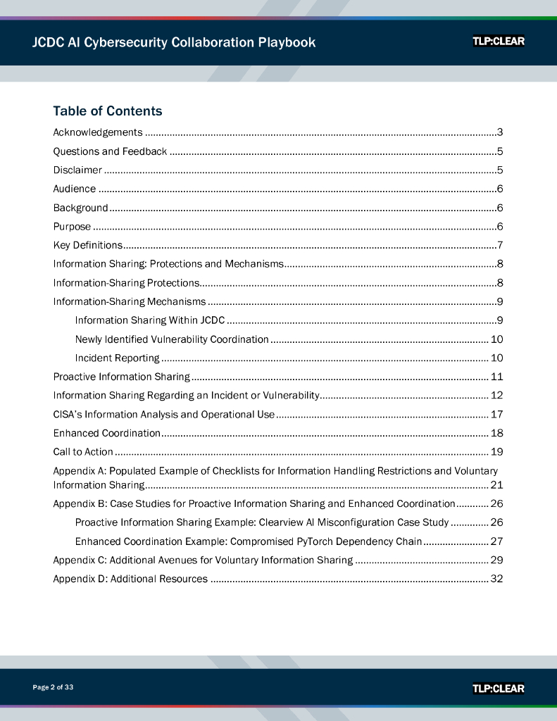 美国网络安全和基础设施安全局：2025年联合网络防御协作组织人工智能网络安全协作手册（英文版）_第2页