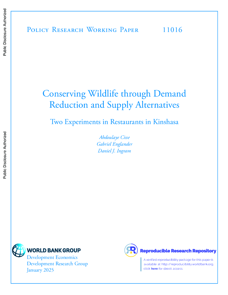 世界银行：通过减少需求和供应替代方案保护野生动物：金沙萨餐馆的两项实验（英文版）