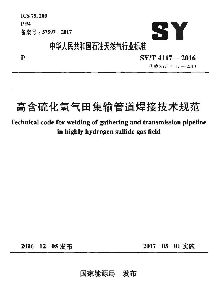 SY/T 4117-2016 标准预览
