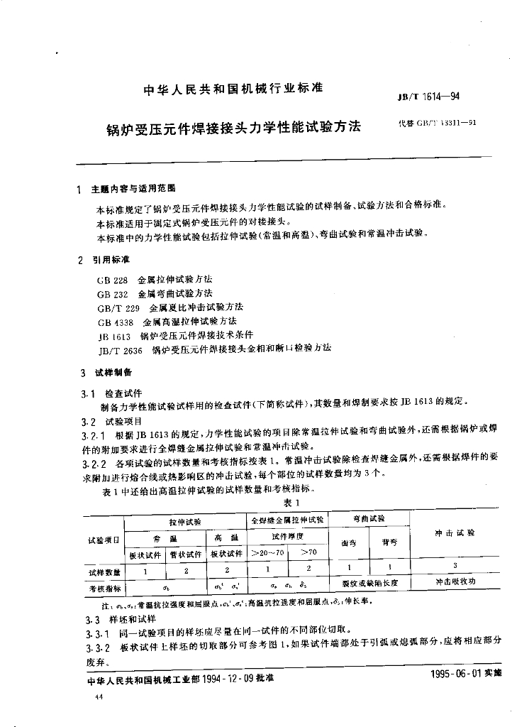 JB/T 1614-1994 标准预览