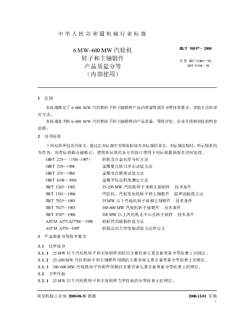 JB/T 50197-2000 标准预览