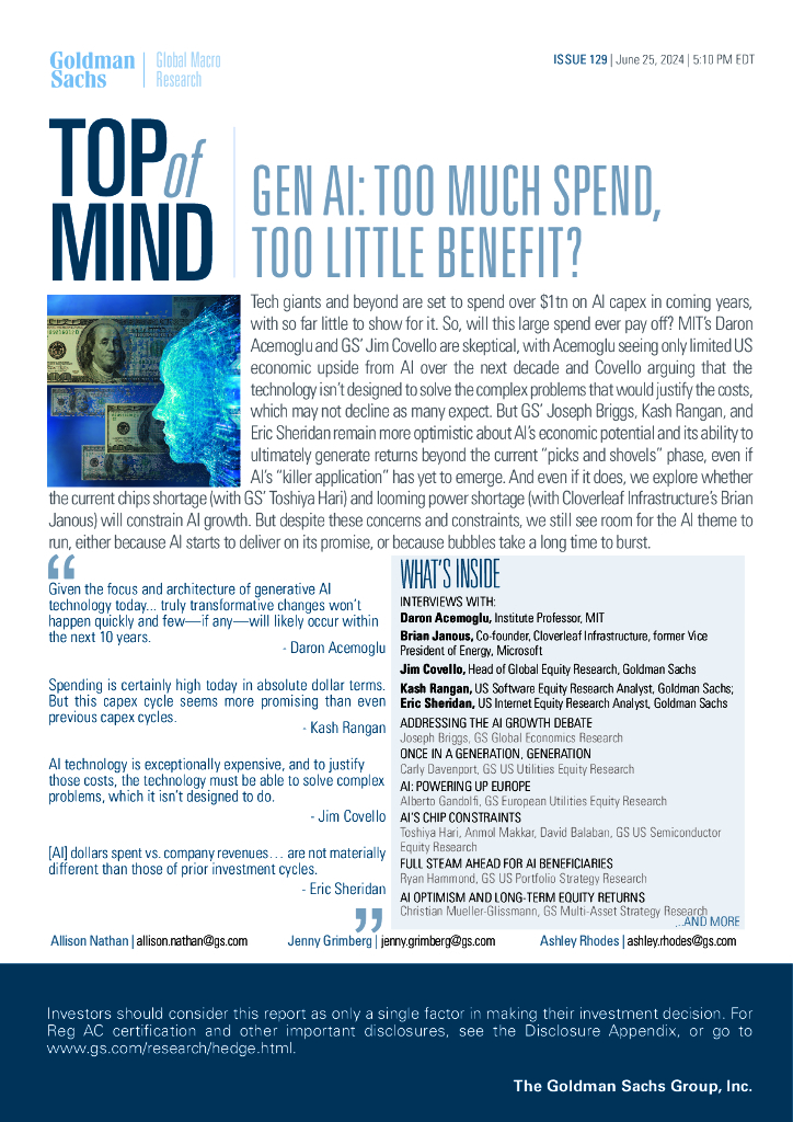 高盛：2024年生成式<em>人工智能</em>——投入巨大，收益有限？（英文版） 海报