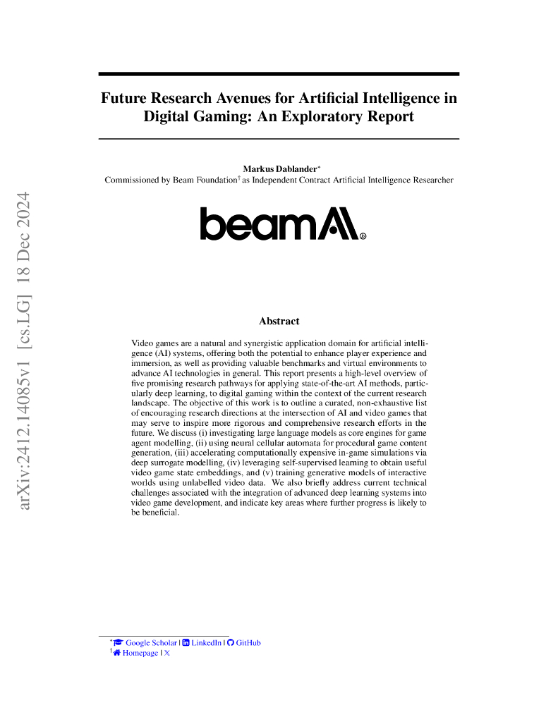 数字游戏中人工智能的未来研究途径：一份探索性报告（英文版）