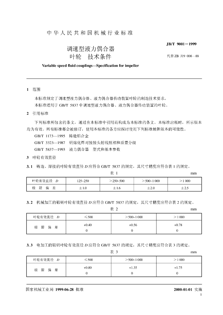 JB/T 9001-1999 标准预览