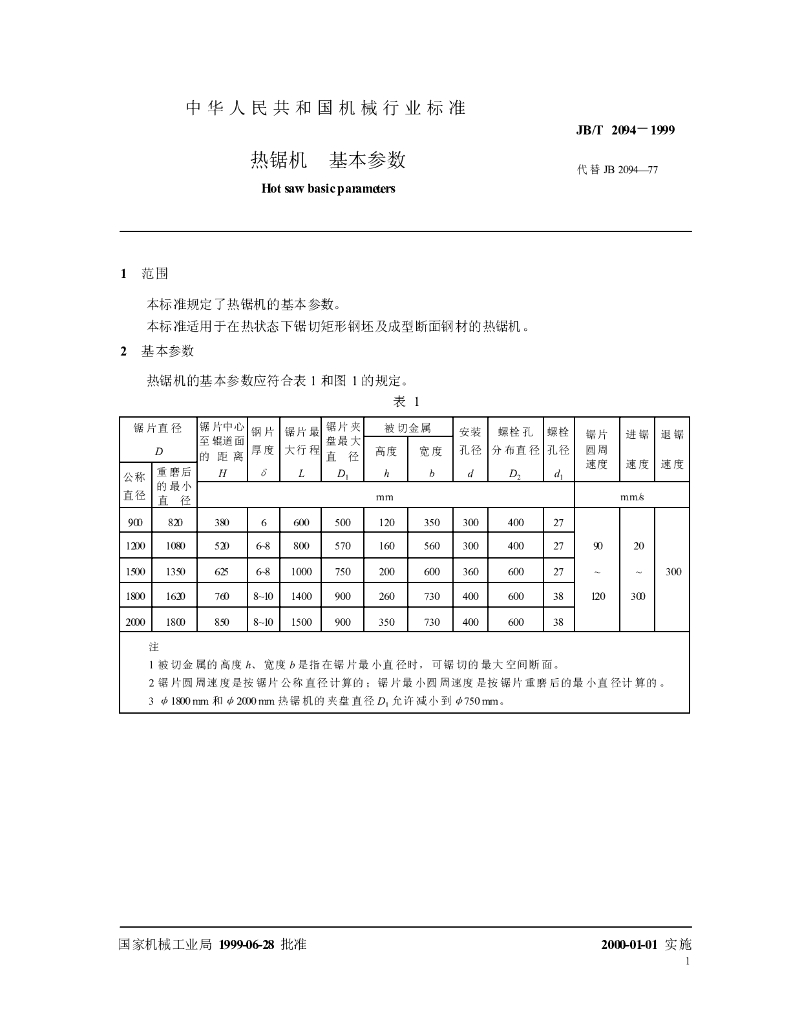 JB/T 2094-1999 标准预览