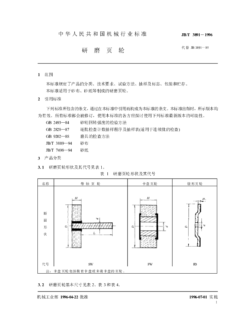 JB/T 3891-1996 标准预览