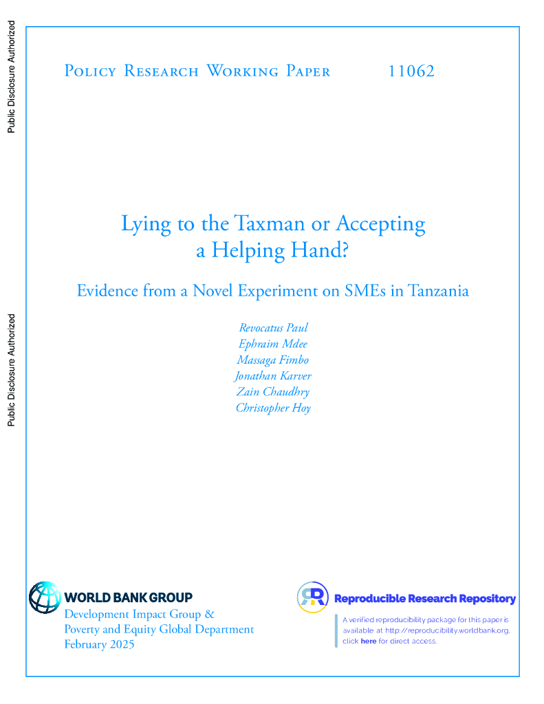 世界银行：向税务人员撒谎还是接受帮助？来自坦桑尼亚中小企业新型实验的证据（英文版）