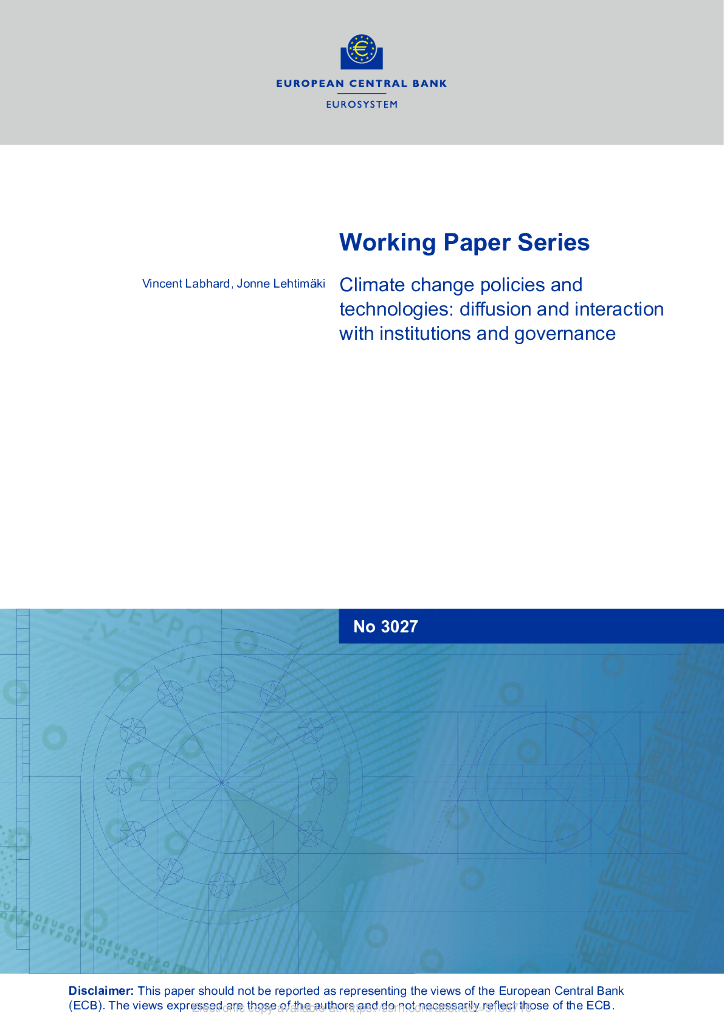 欧洲央行：气候变化政策和技术：与机构和治理的传播和互动（英文版）