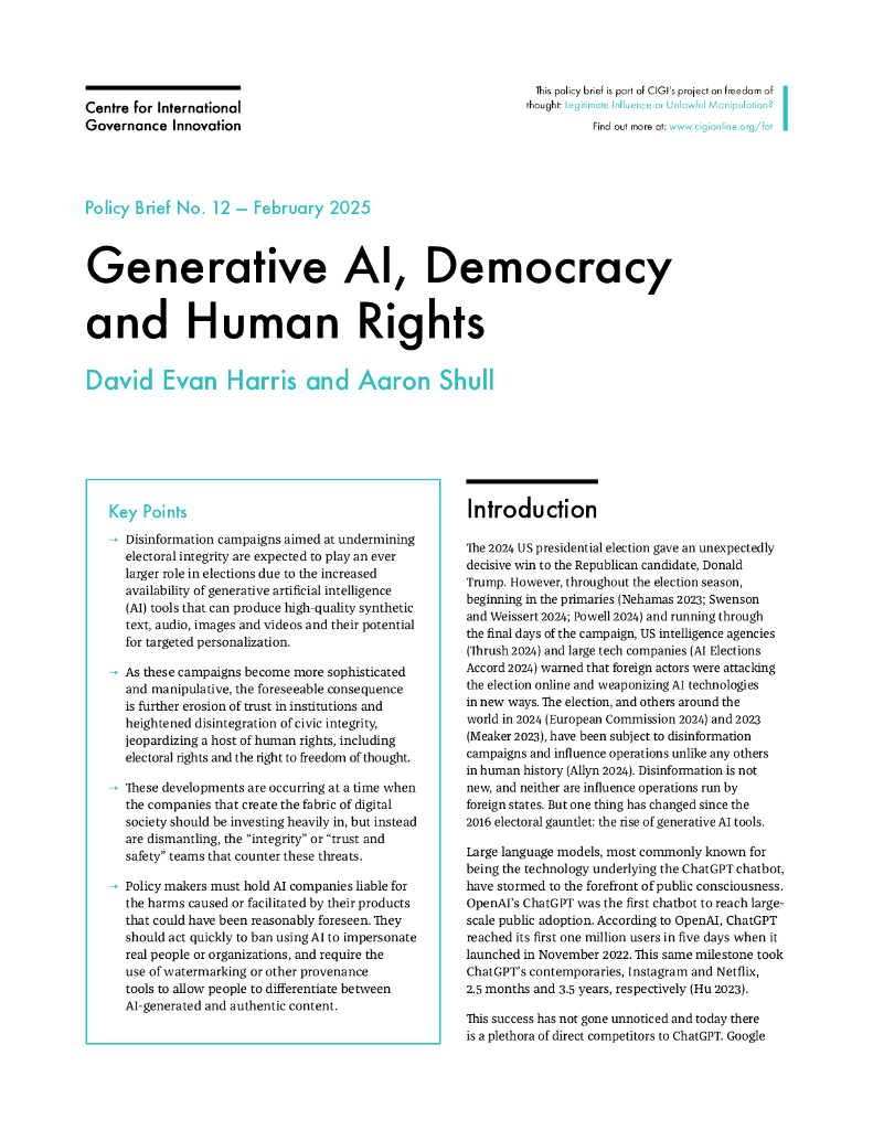 加拿大国际治理创新中心（CIGI）：一代大赦国际、民主和人权（英文版）