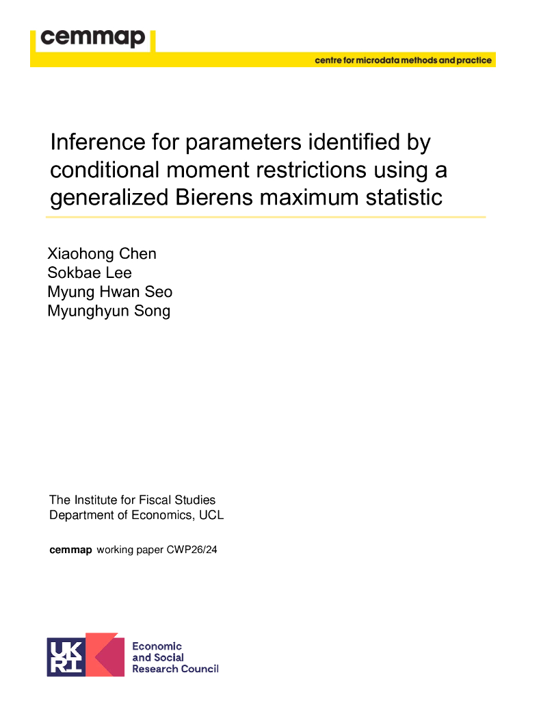 英国财政研究所（IFS）：用广义的比伦斯最大统计量对条件矩限制确定的参数的推断（英文版）