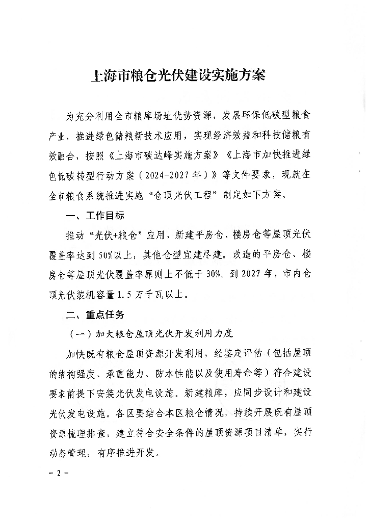 上海市粮仓光伏建设实施方案