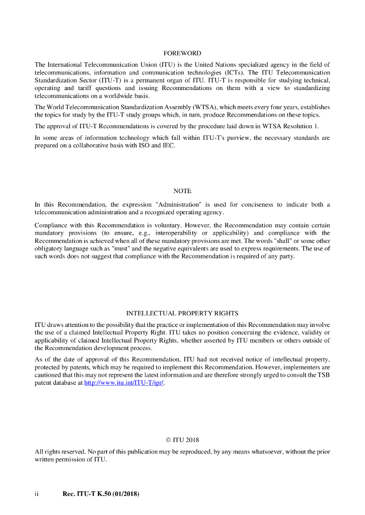ITU-T K.50-2018 标准预览