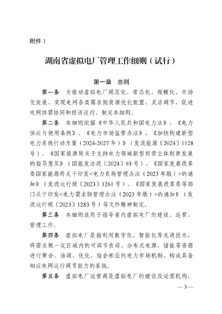 湖南省虚拟电厂服务管理工作细则（试行）