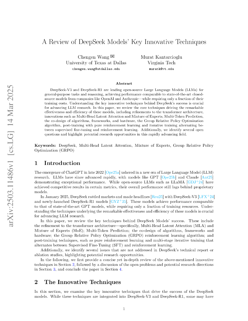 DeepSeek模型关键创新技术综述（英文版）