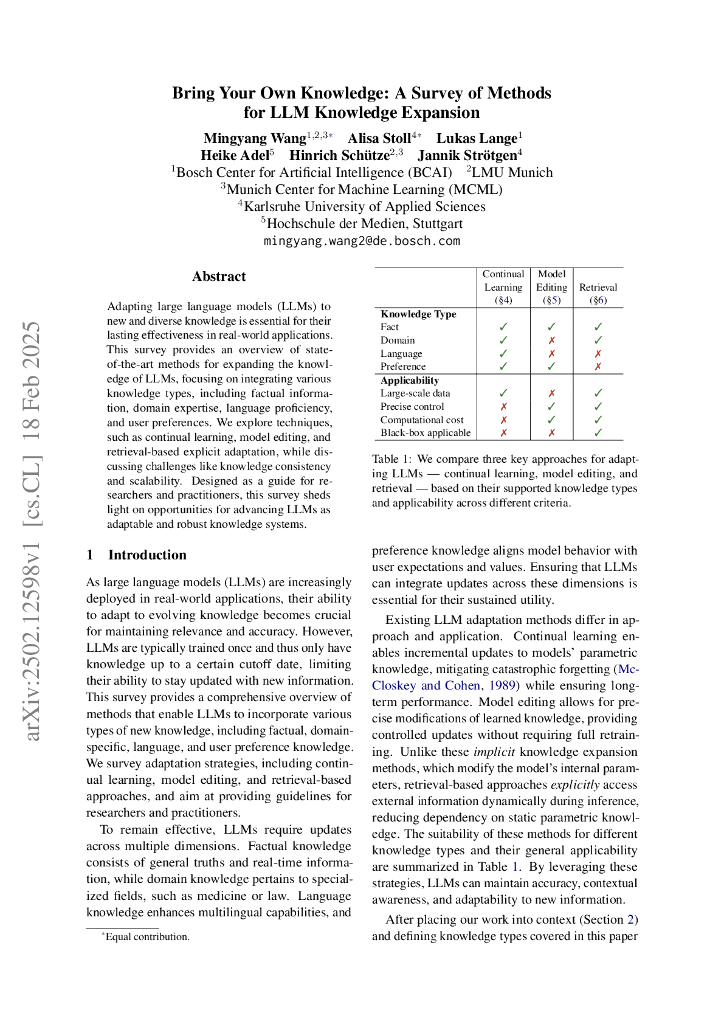 带入您自己的知识：大型语言模型（LLM）知识扩展方法综述（英文版）
