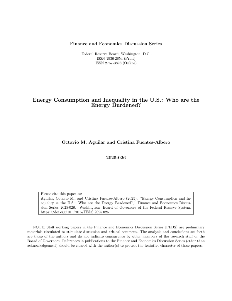 美联储：美国的能源消耗和不平等：谁是能源负担？（英文版）