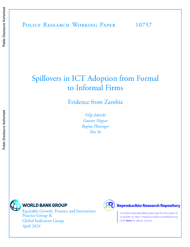 世界银行：正规企业向非正规企业采用信通技术的溢出效应：来自赞比亚的证据（英文版）