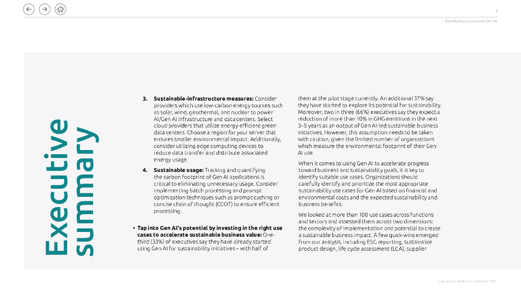 凯捷：2025年发展可持续生成式人工智能（Gen AI）-实践路线图及其环境影响研究报告（英文版）_第7页