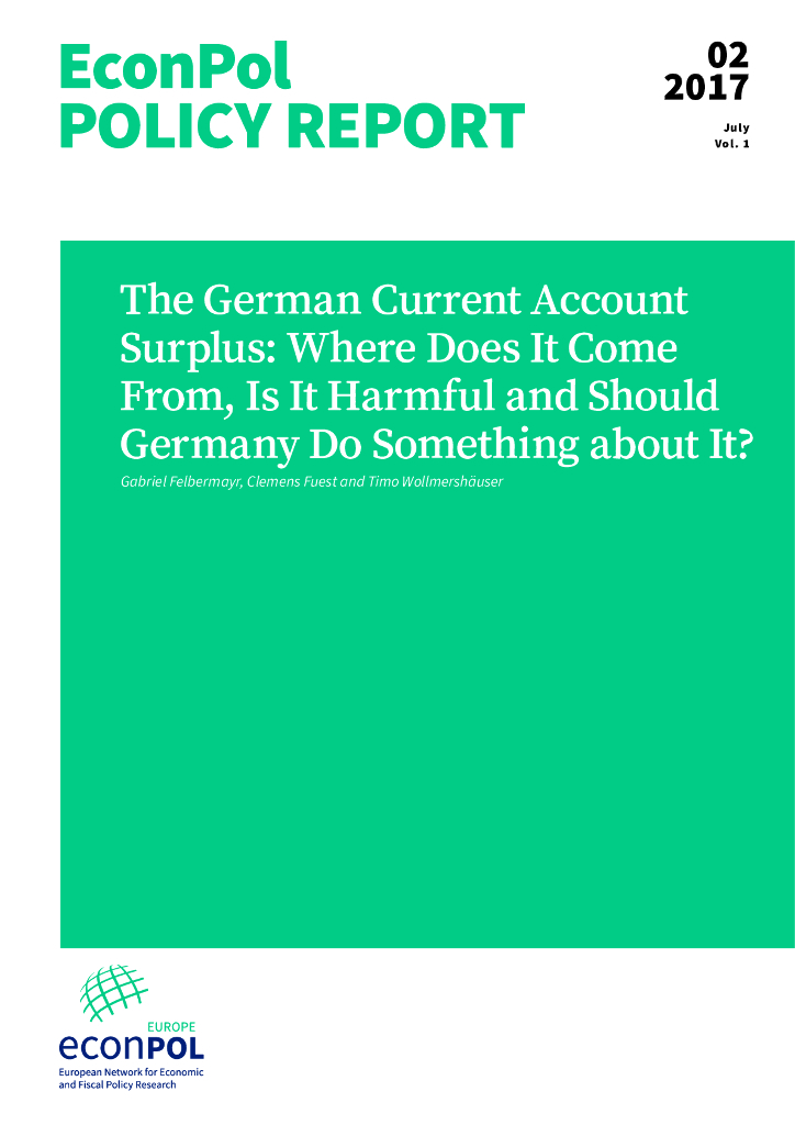 欧洲经济政策研究所：德国经常账户盈余：它来自哪里，是否有害，以及德国是否应该采取行动？（英文版）
