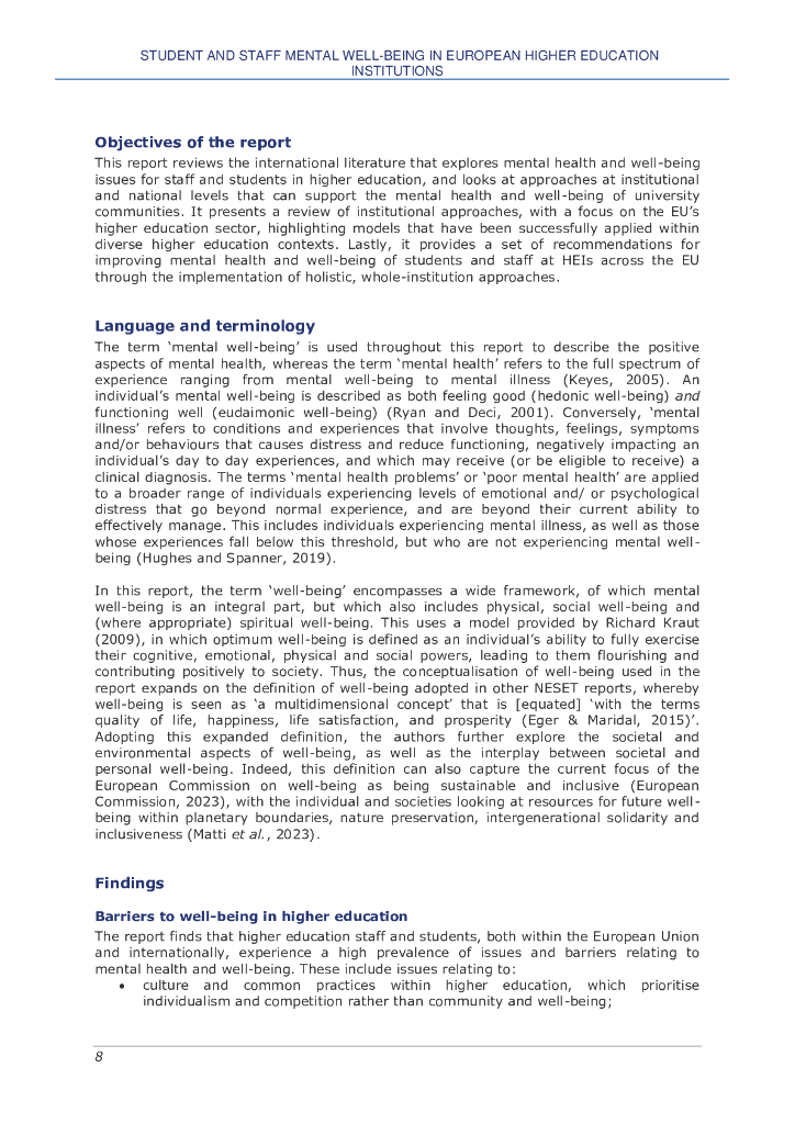 NESET：2024年欧洲高等教育机构中的学生和教职员工心理健康状况报告（英文版）_第8页
