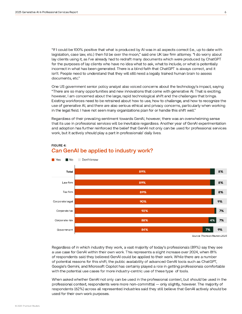 汤森路透：2025年专业服务领域生成式人工智能应用研究报告（英文版）_第6页