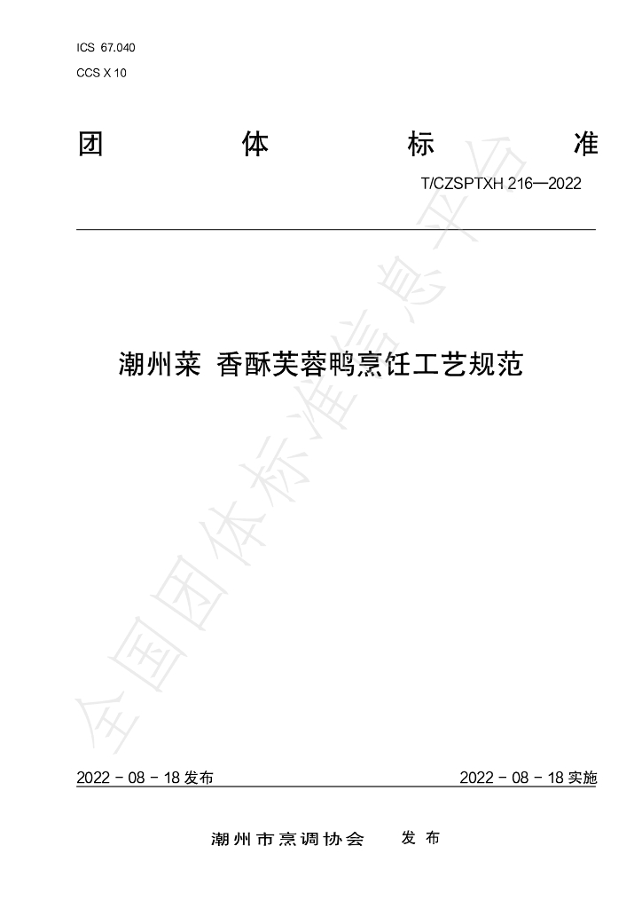 T/CZSPTXH 216（1）-2022 标准预览
