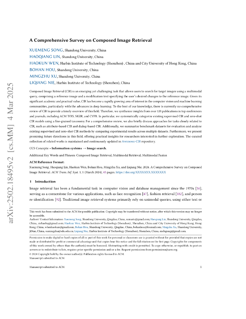 组合图像检索的全面综述（英文版）